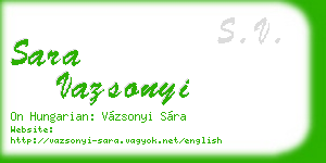 sara vazsonyi business card